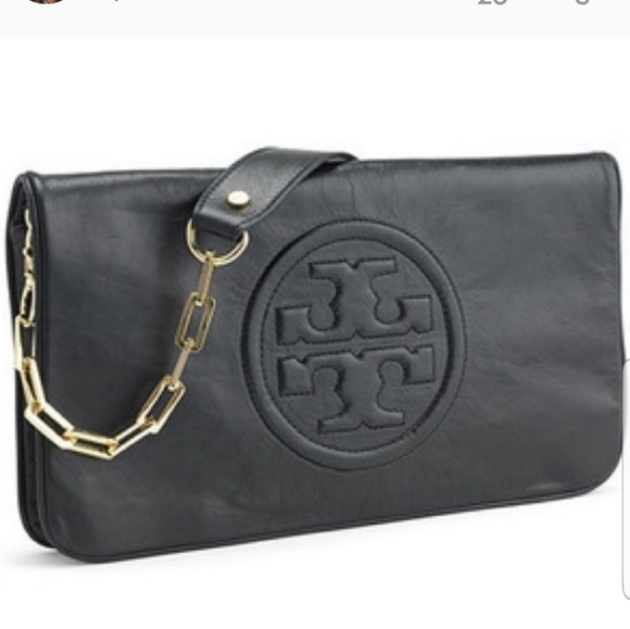 Tory Burch Suki Reva Leather Clutch Shoulder Bag